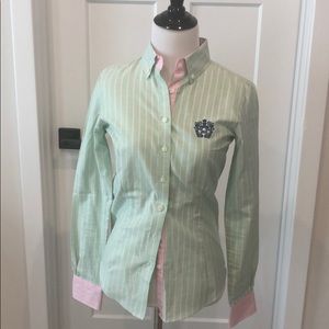 Brooks Brothers mint green striped shirt